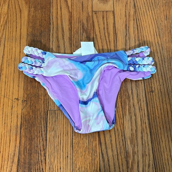 Becca Purple Agate Braided-Straps Hipster Bikini Bottoms Size XS NWT swimsuit - Picture 3 of 8